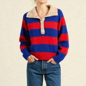 NEW TROVATA juneau sweater in red/blue stripe